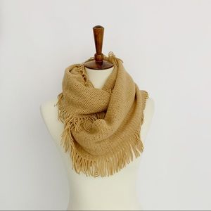 INC Loop Scarf with Fringe Camel Tan